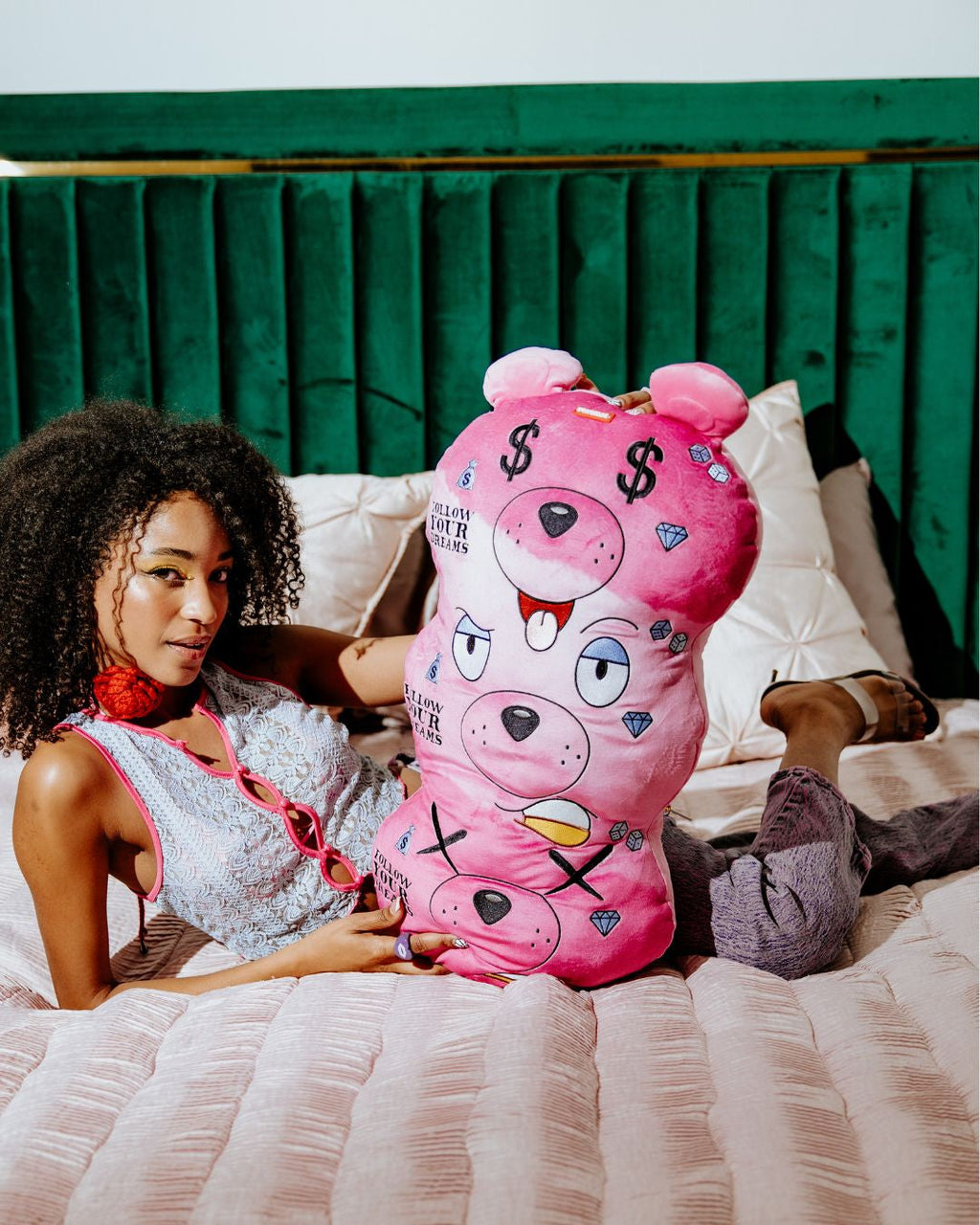 MONEYBEAR TRIPLE PINK PLUSH TOY/PILLOW