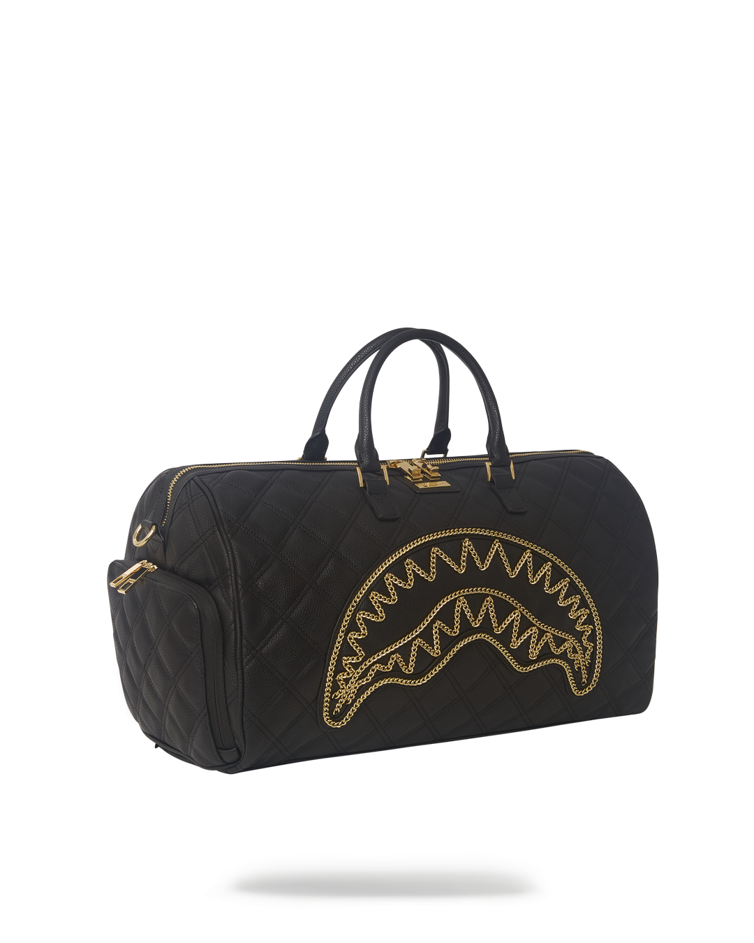 SPRAYGROUND® DUFFLE NOIR QUILT GOLD CHAIN SHARK DUFFLE
