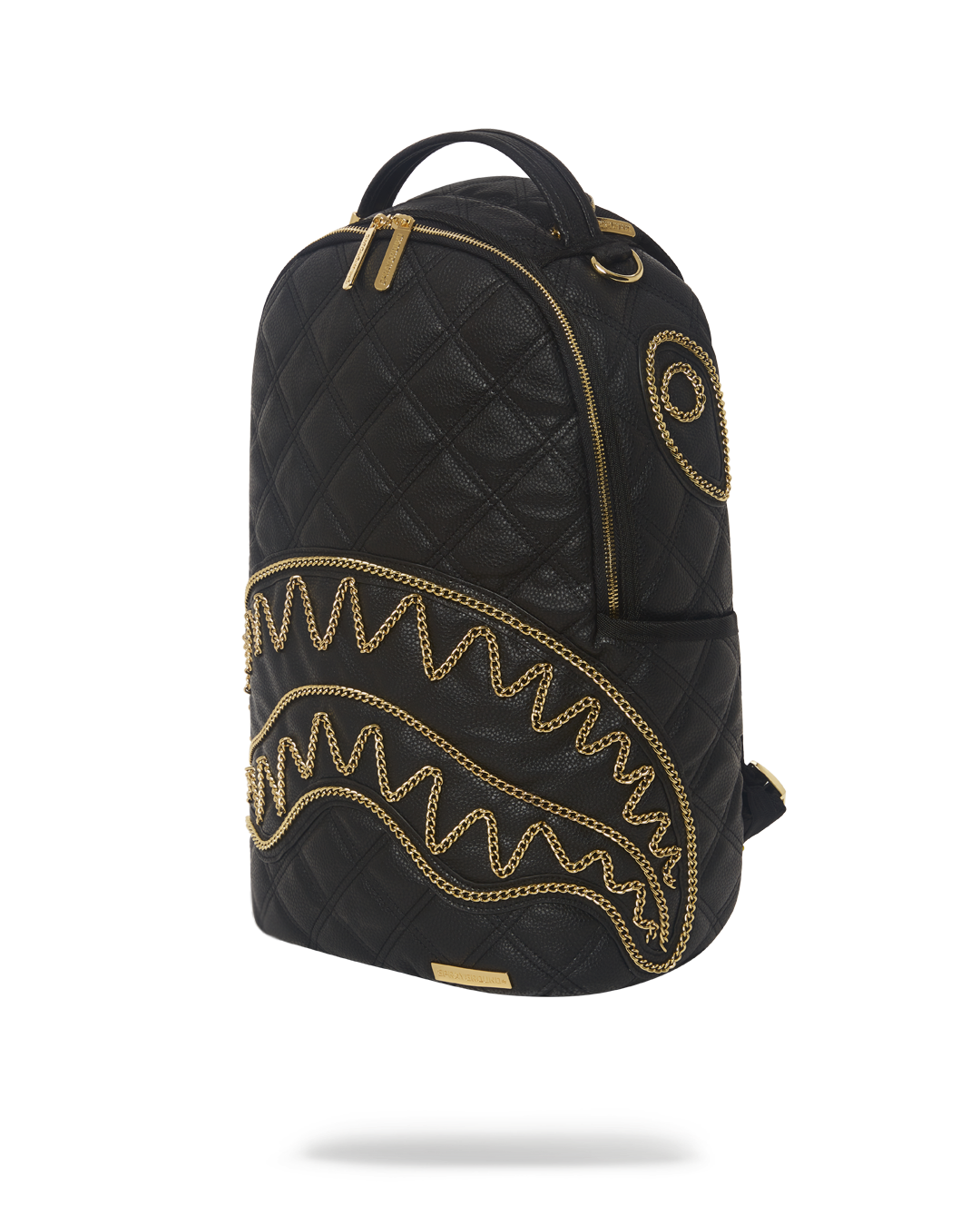 NOIR QUILT GOLD CHAIN SHARK BACKPACK (DLXV)