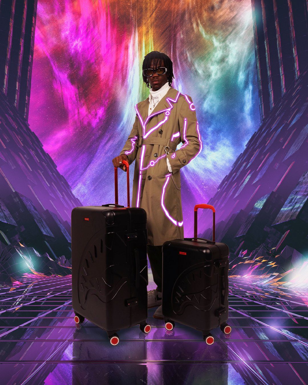 SPRAYGROUND® LUGGAGE SHARKITECTURE MOLDED 22” CARRY-ON LUGGAGE