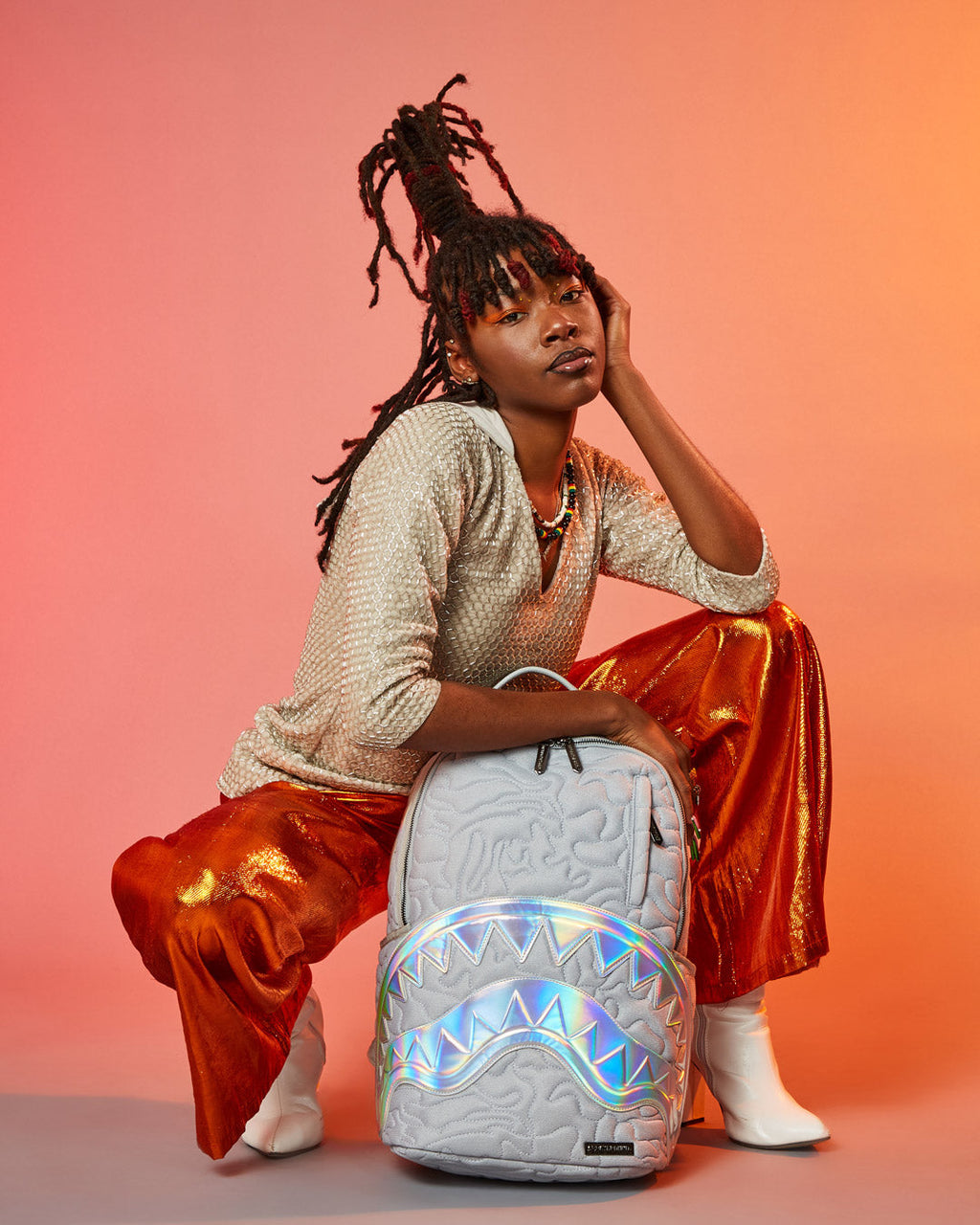 MIRASHAKU IRIDESCENT QUILT BACKPACK