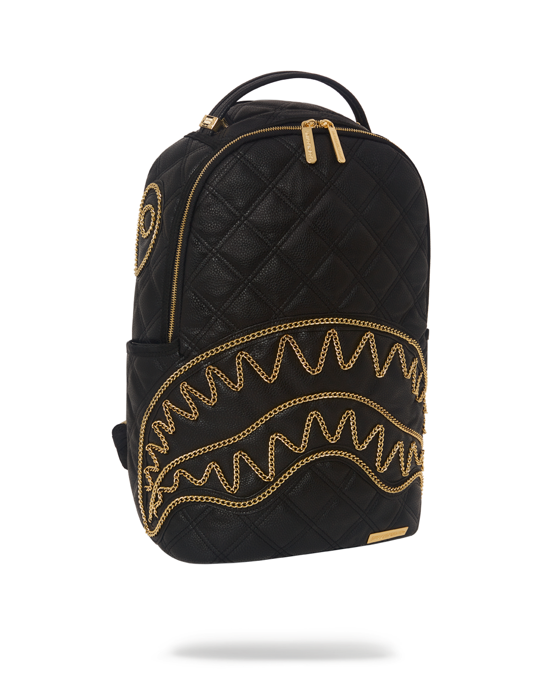 NOIR QUILT GOLD CHAIN SHARK BACKPACK (DLXV)