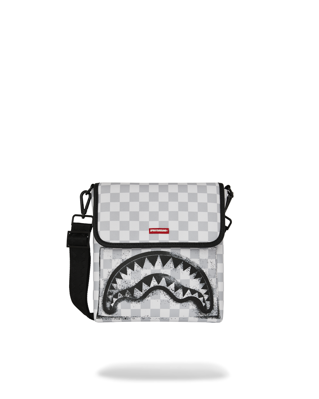 SPRAYGROUND® SLING BLACK STENCIL SHARK MESSENGER SLING
