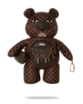 SPRAYGROUND® BACKPACK SPECIAL OPS BROWN CHECKERED MONEYBEAR TEDDYBEAR BACKPACK